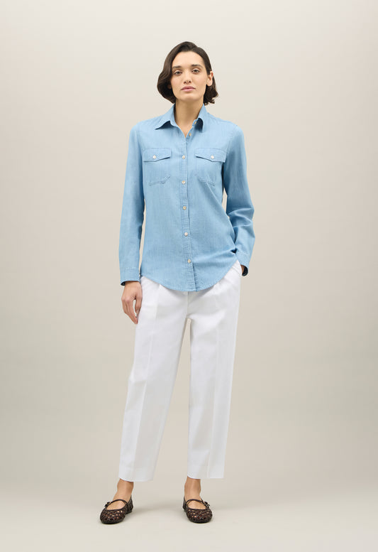 Jeansblaues Westernhemd aus Denim