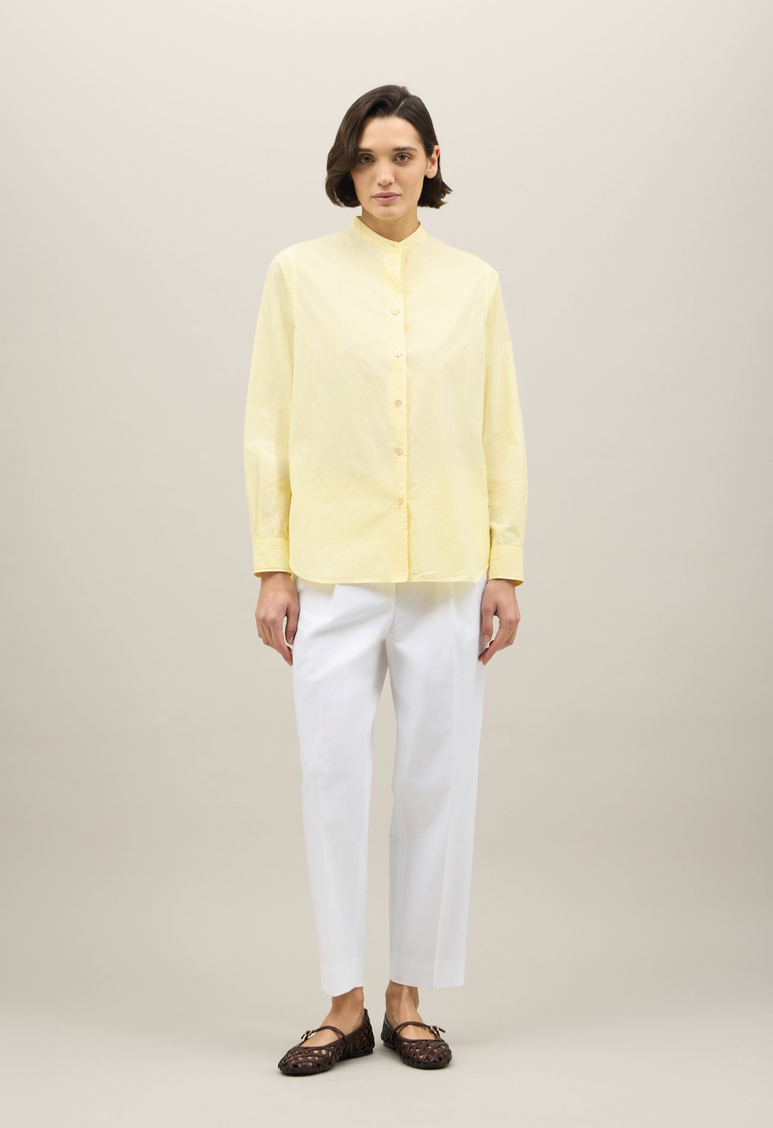 Camicia guru in cotone popeline giallo