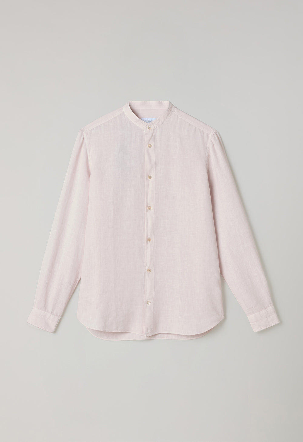 Camicia guru in lino tinto in capo rosa pastello