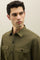 Green Garment Dyed Cotton Overshirt