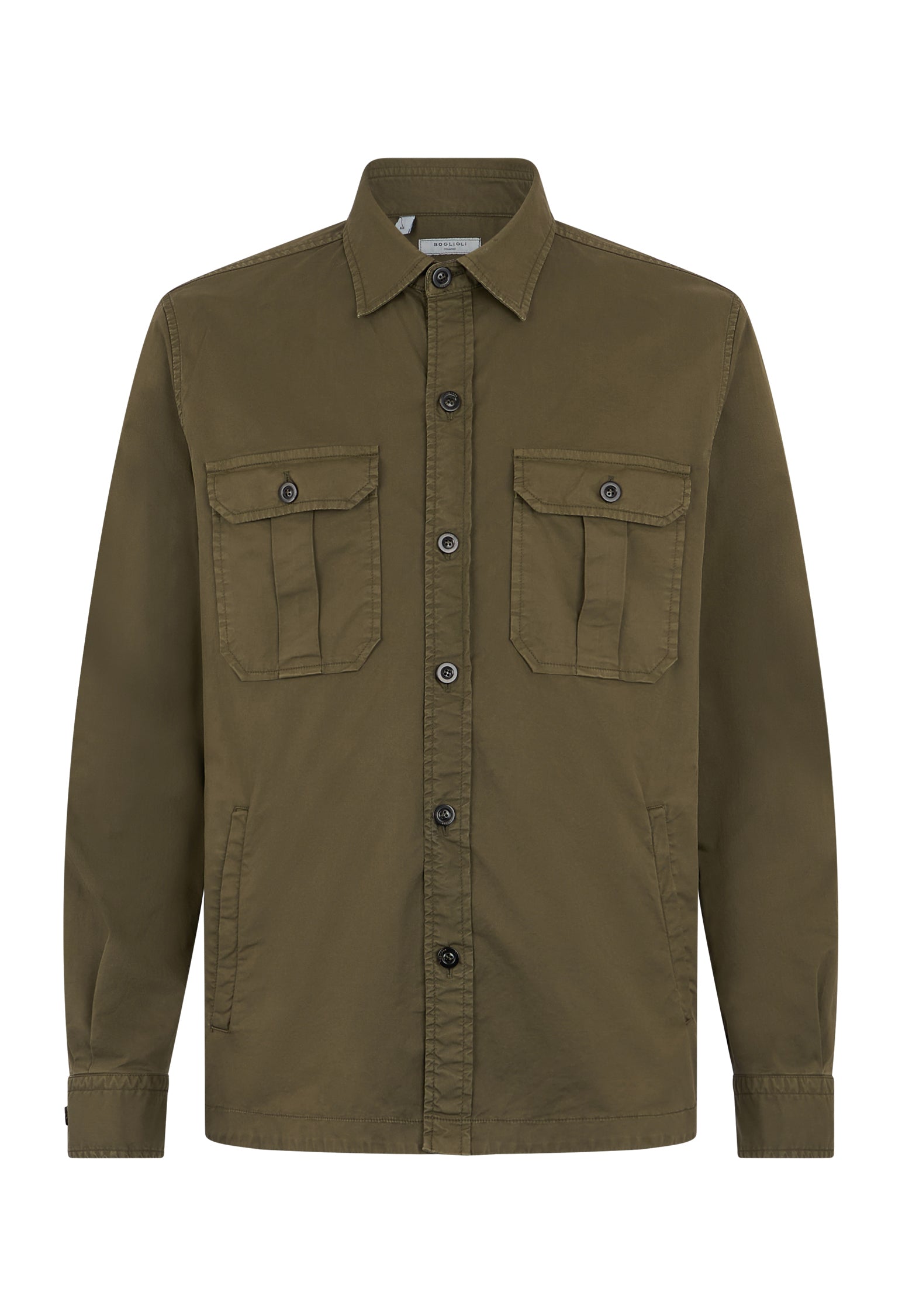 Green Garment Dyed Cotton Overshirt