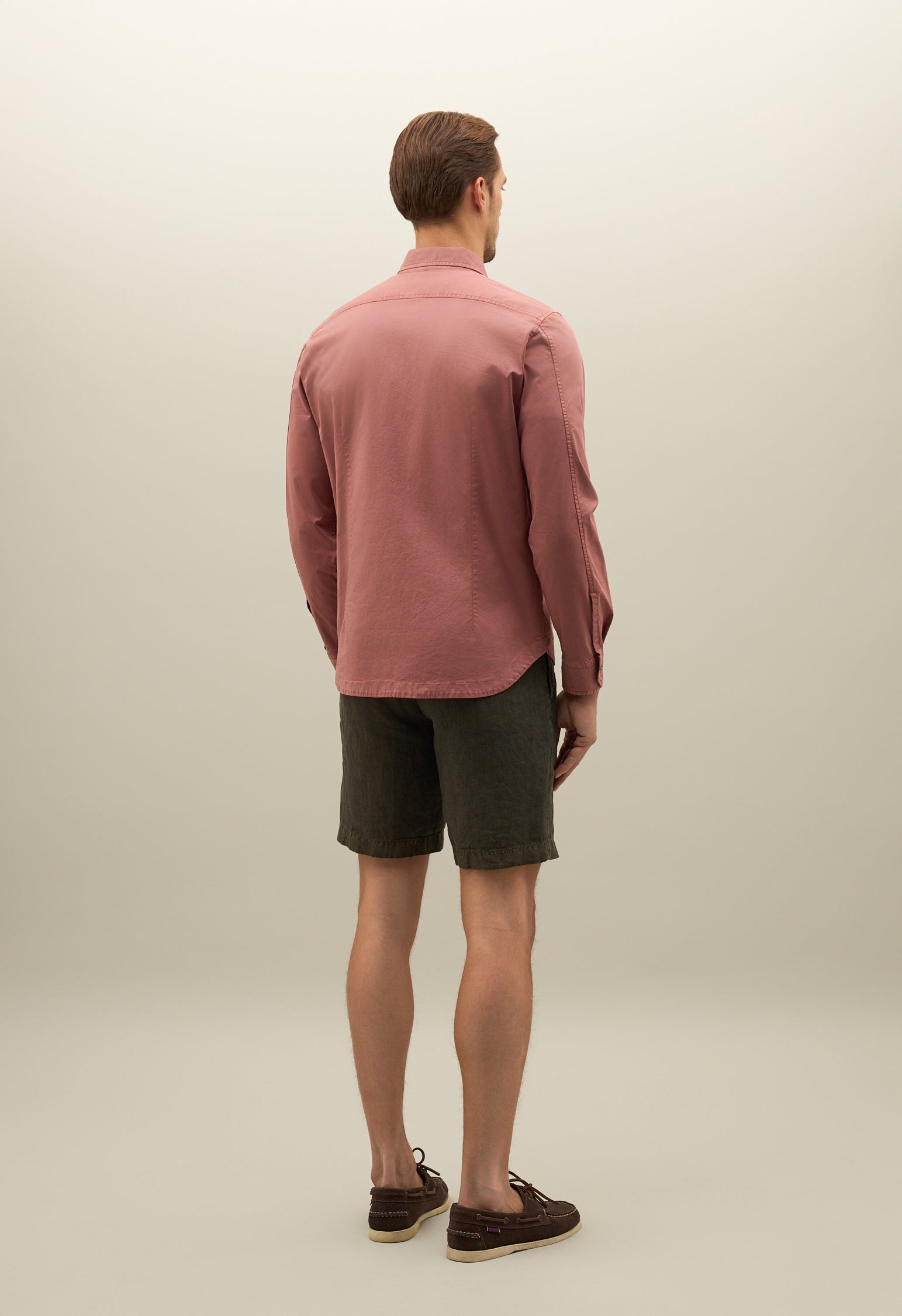 Overshirt in cotone tinto in capo rosa