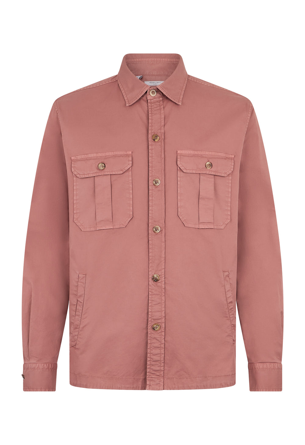Pink Garment Dyed Cotton Overshirt