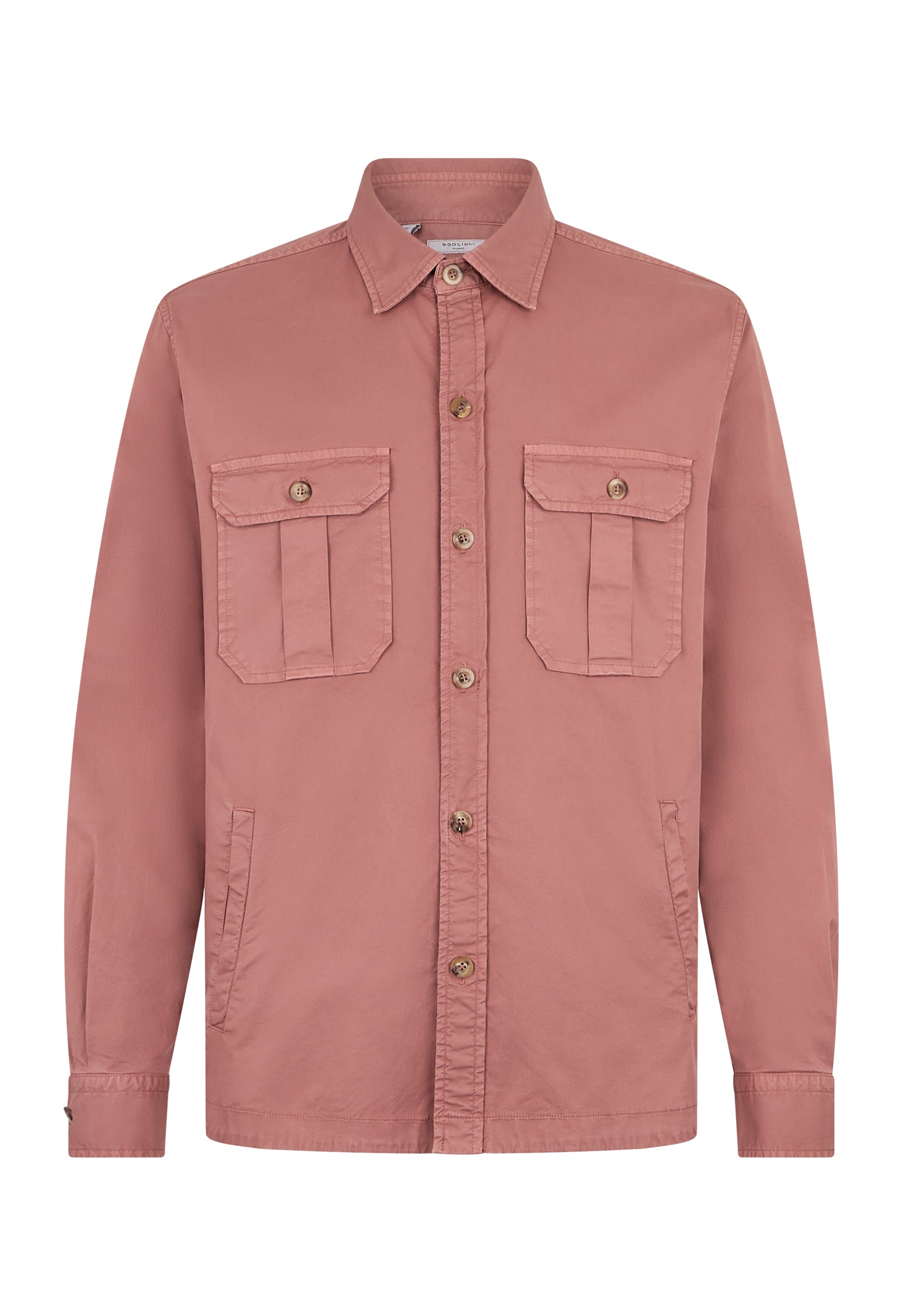 Pink Garment Dyed Cotton Overshirt