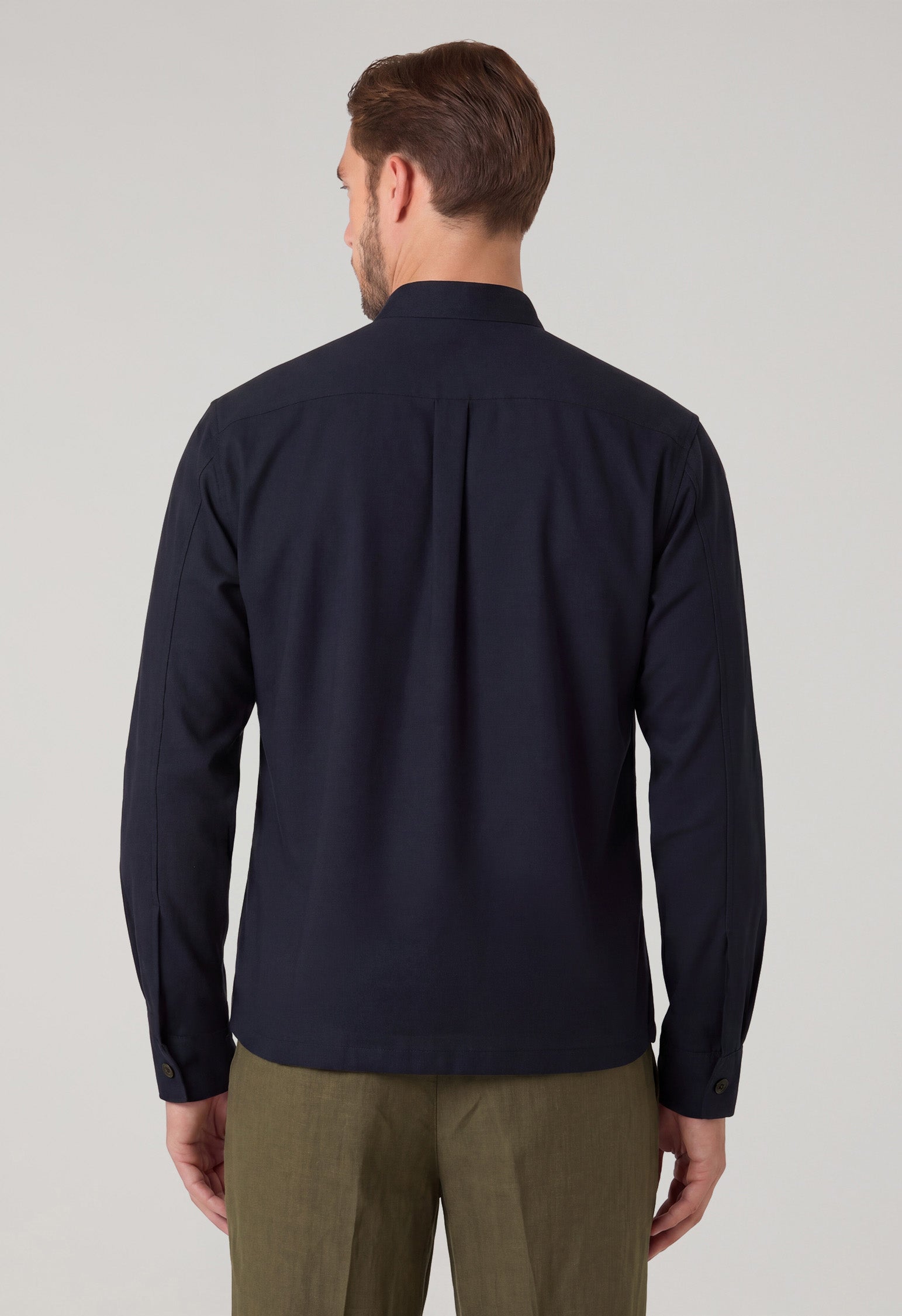 Overshirt aus blauem Woll-Canvas