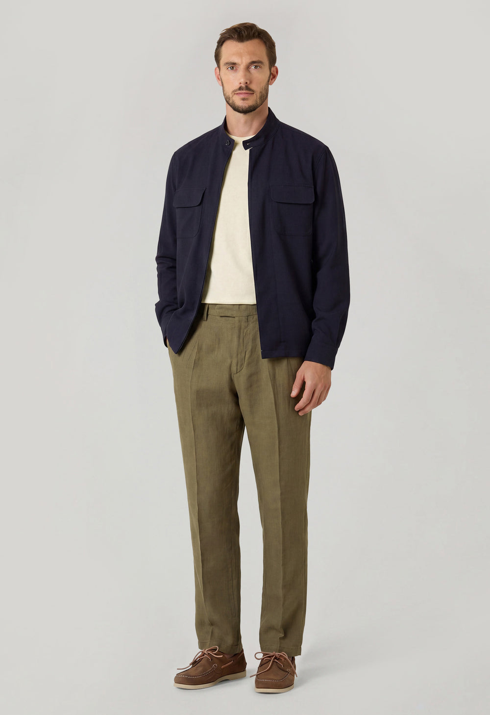 Overshirt aus blauem Woll-Canvas