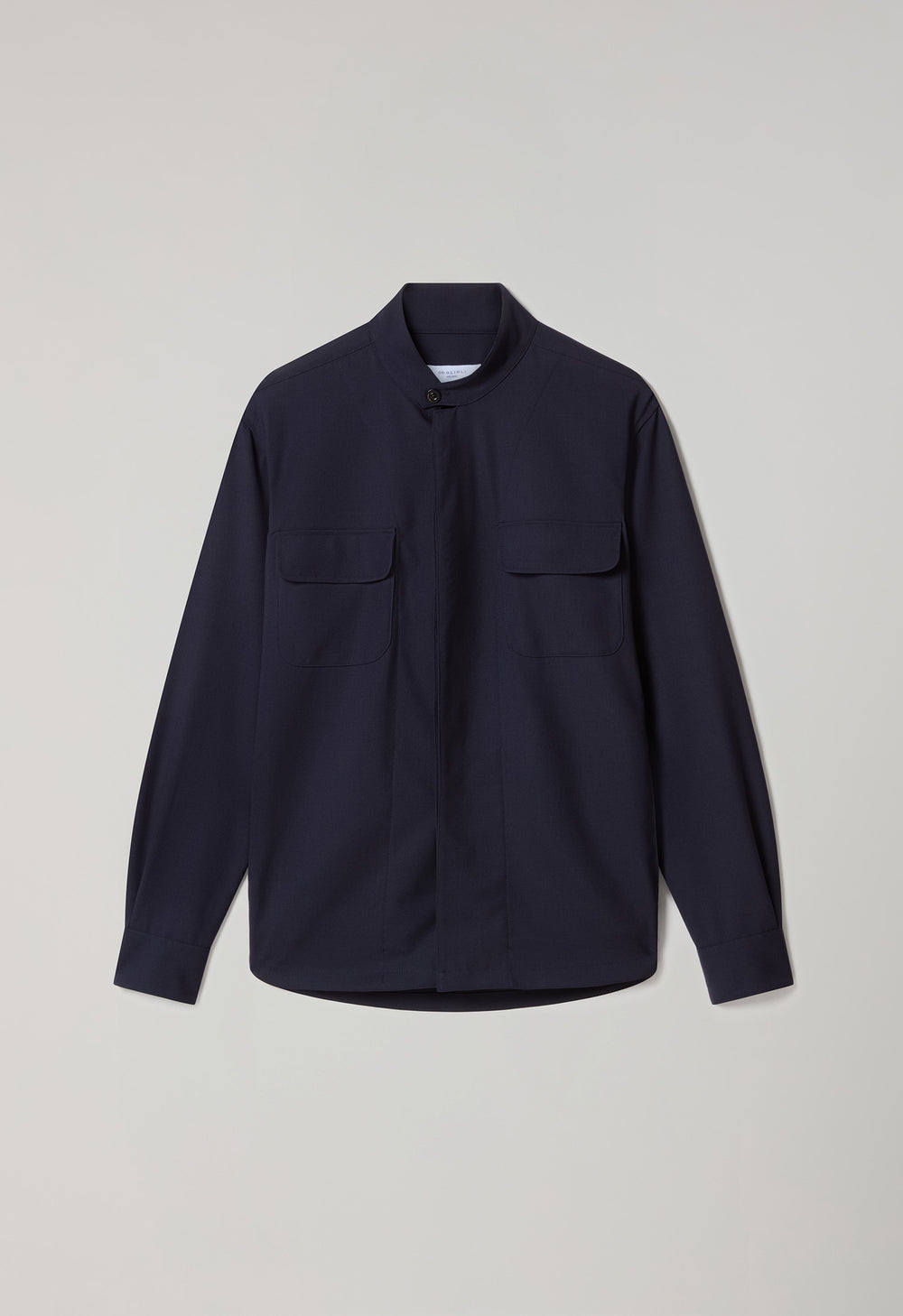 Overshirt aus blauem Woll-Canvas