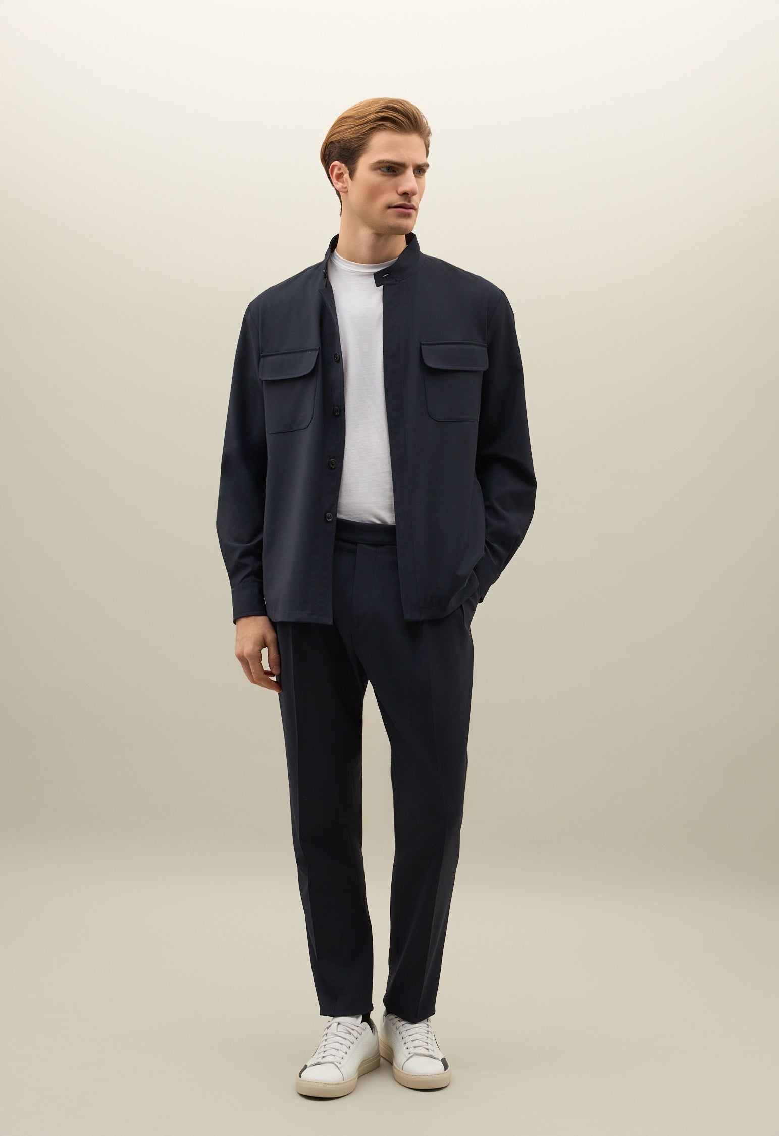 Blue Stretch Wool Canva Guru Overshirt