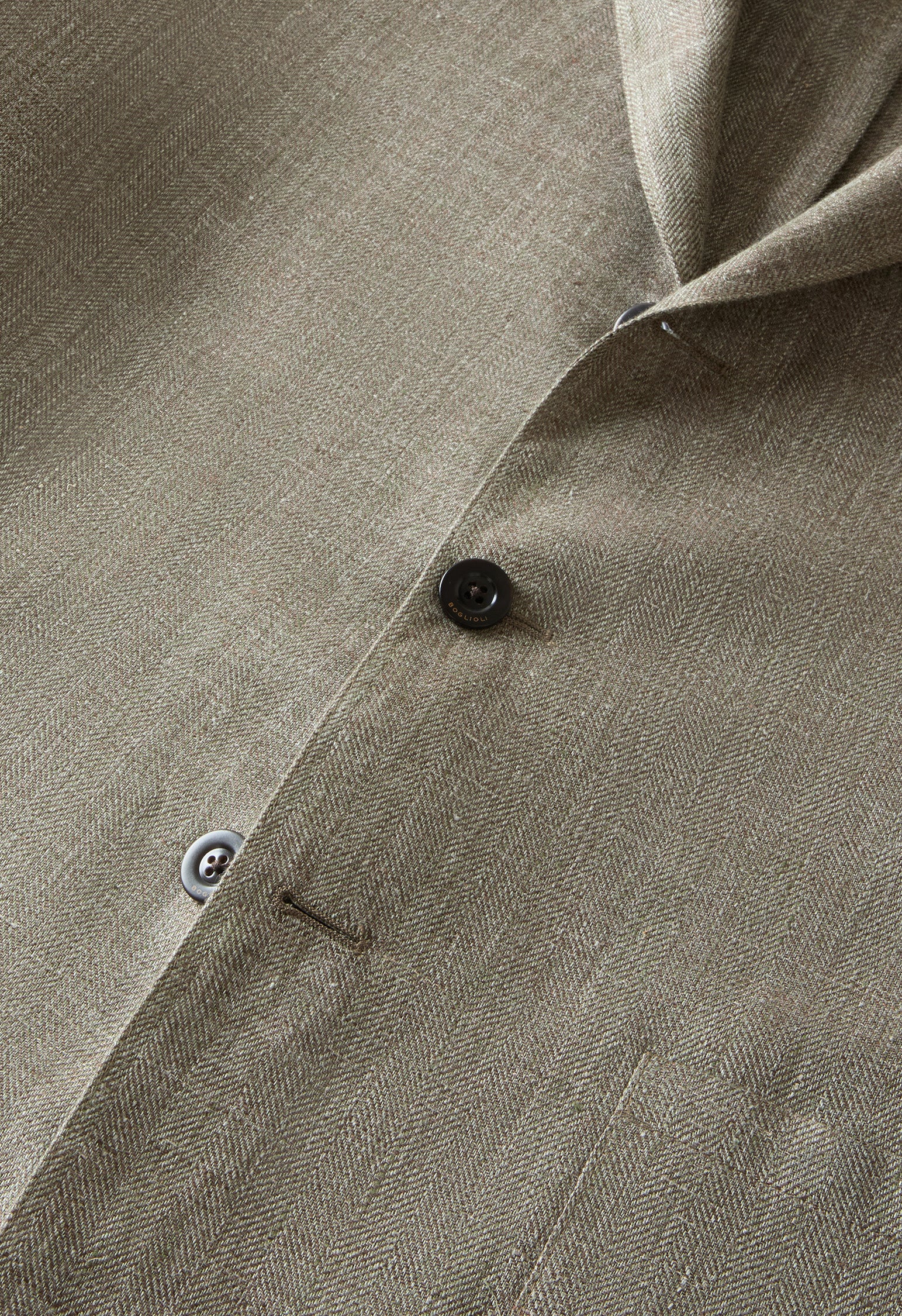 Giacca Khaki in lino a spina di pesce verde chiaro