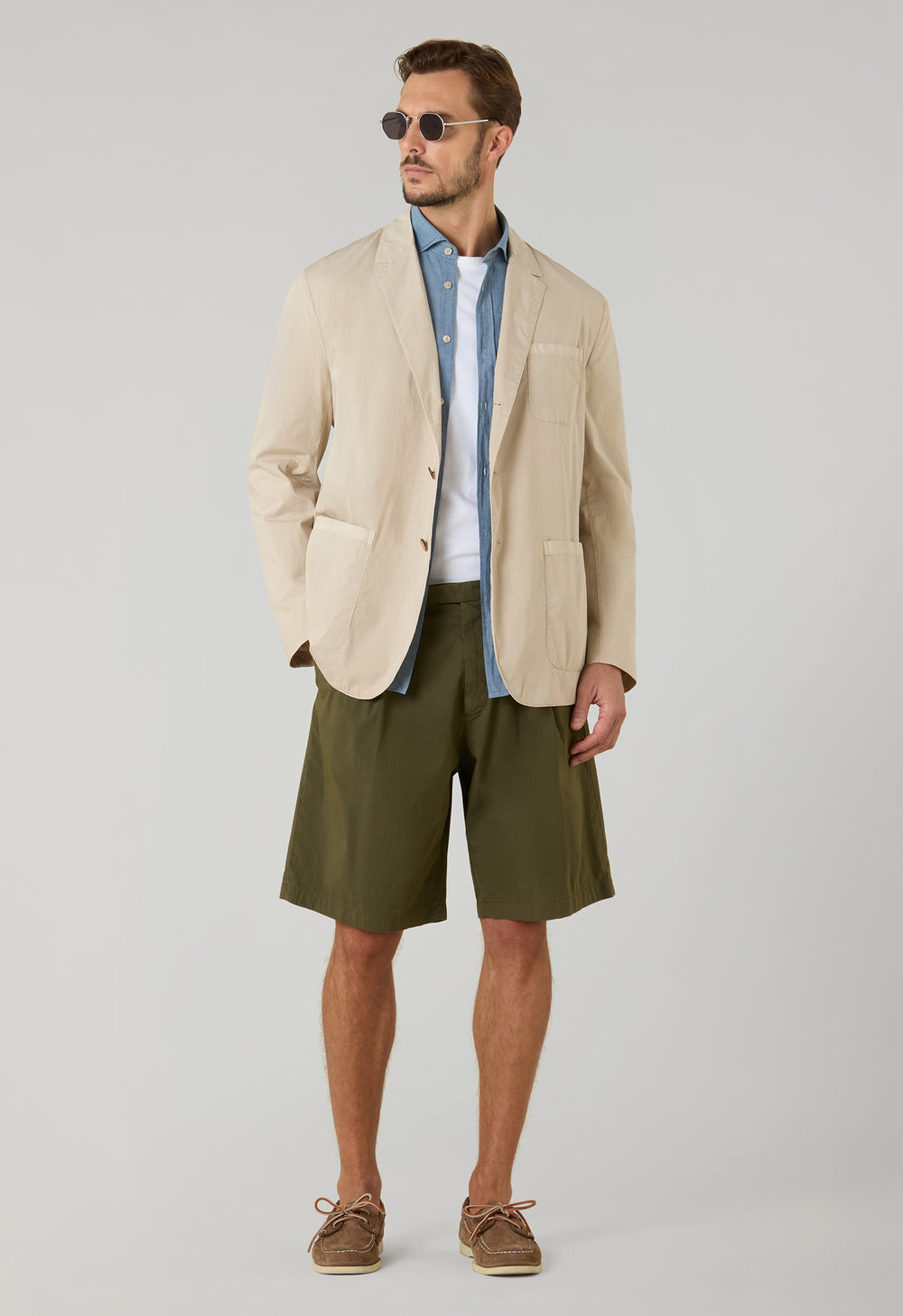 Giacca Khaki in popeline tinto in capo beige