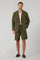 Green Garment Dyed Popeline Papier Khaki Bermuda Suits