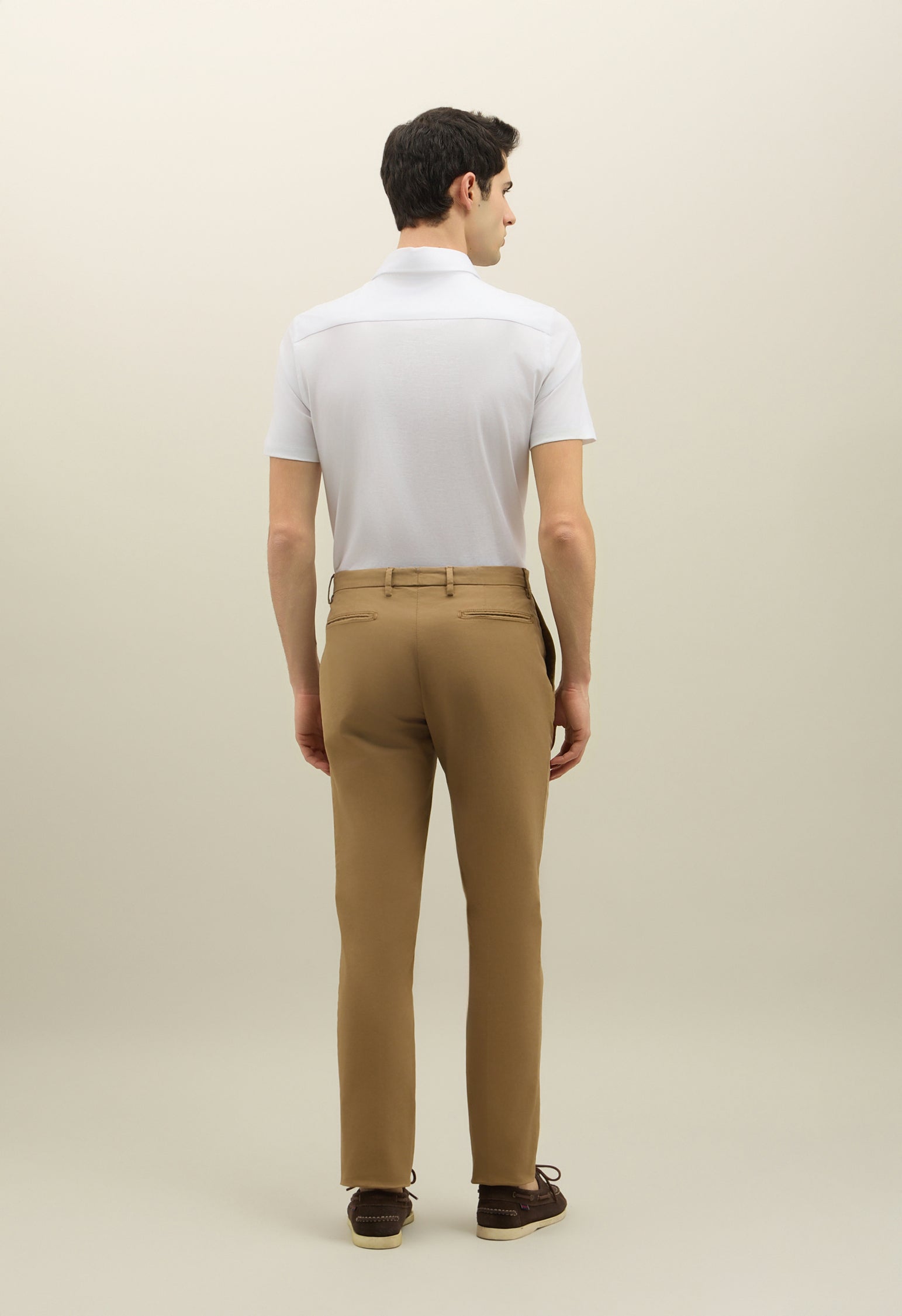 Brown Stretch Cotton Straight Chinos