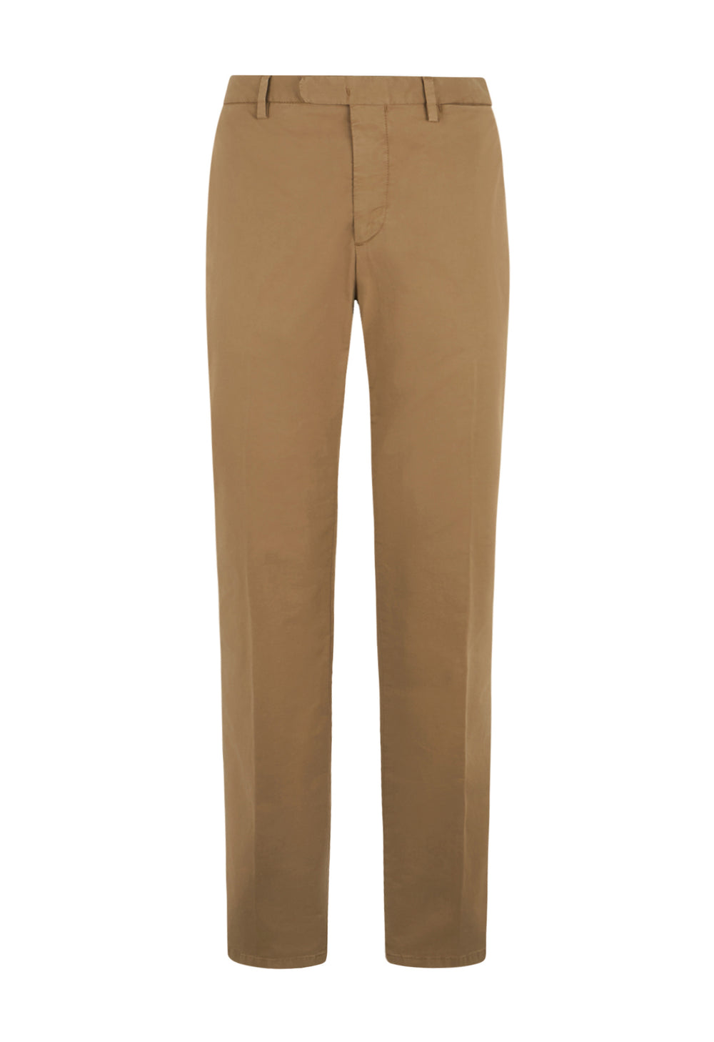 Brown Stretch Cotton Straight Chinos