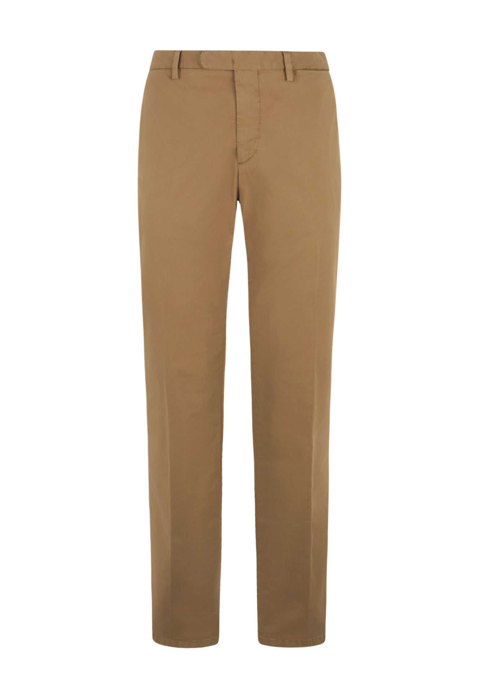 Brown Stretch Cotton Straight Chinos