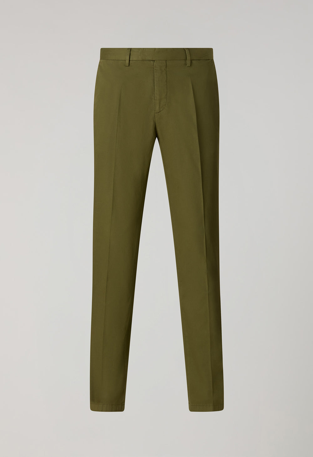 Green Garment Dyed Cotton Micro-Herringbone Trousers