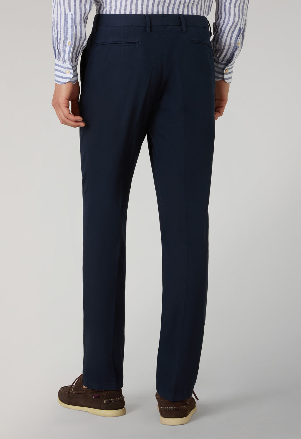 Pantalone in cotone tinto in capo micro-spinato blu