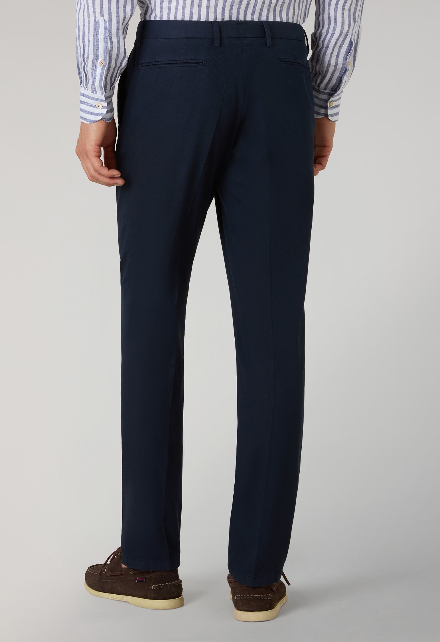 Pantalone in cotone tinto in capo micro-spinato blu