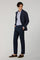 Pantalone in cotone tinto in capo micro-spinato blu