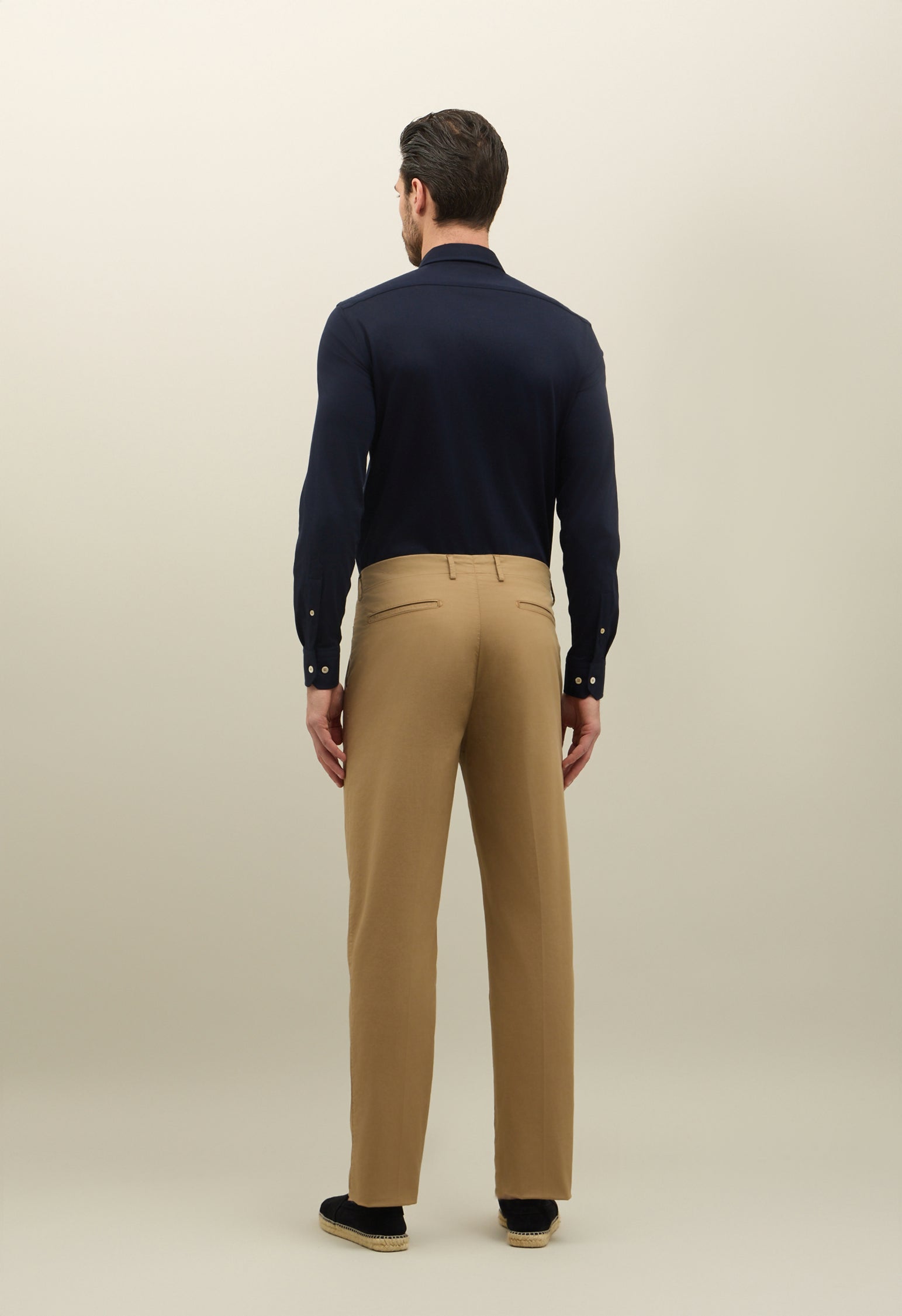 Light Brown Garment Dyed Cotton Loose Trousers
