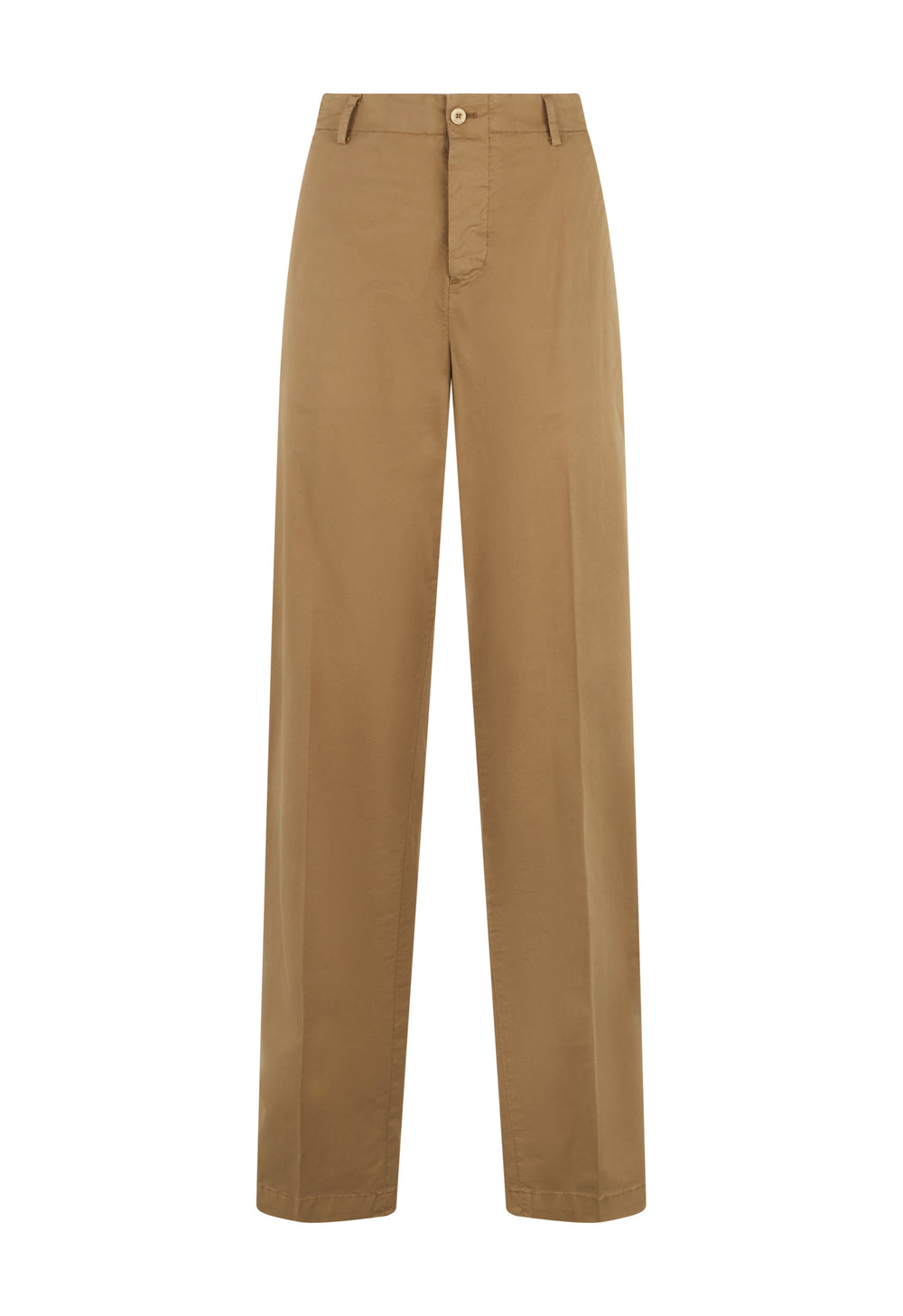 Light Brown Garment Dyed Cotton Loose Trousers

