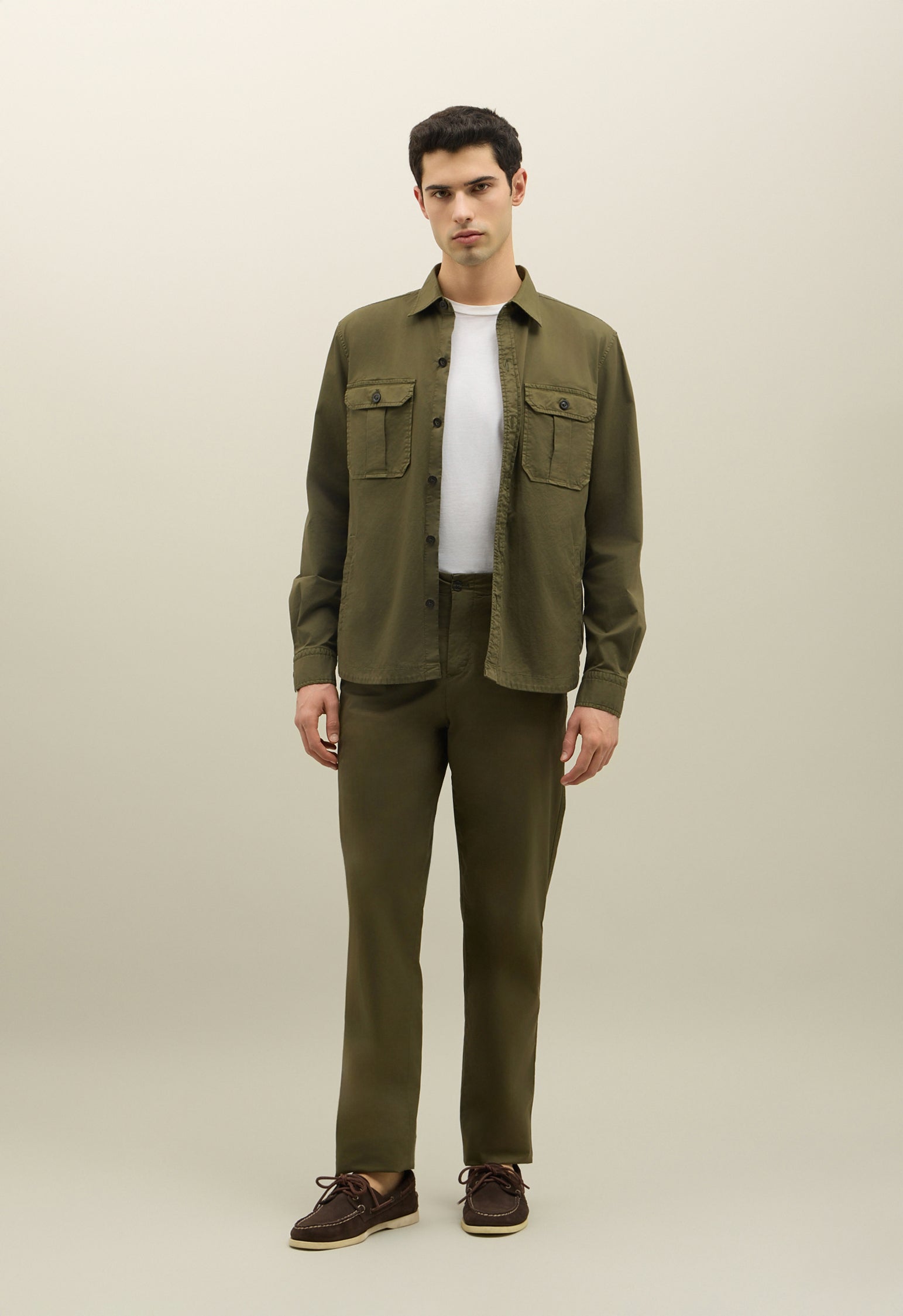 Green Garment Dyed Cotton Loose Trousers