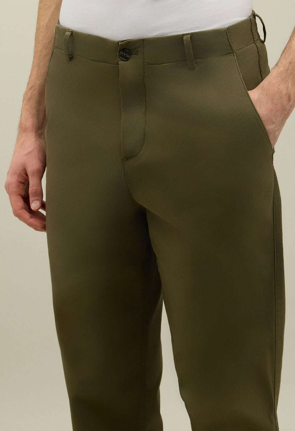 Green Garment Dyed Cotton Loose Trousers