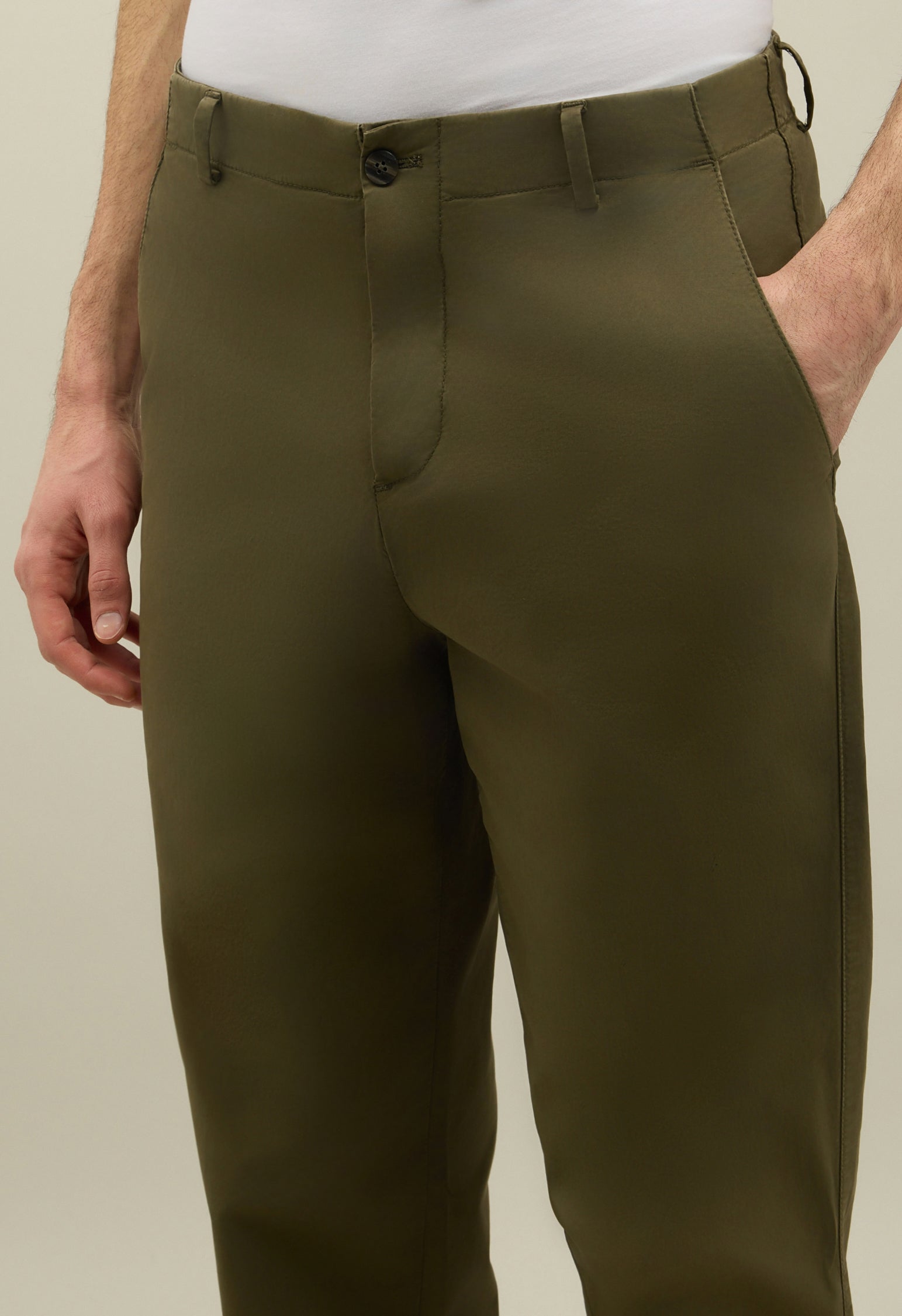 Green Garment Dyed Cotton Loose Trousers