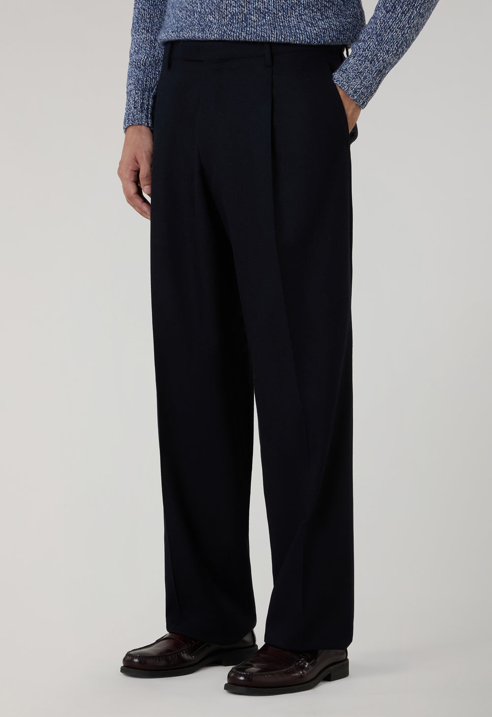 Blue Flannel Fluid Trousers