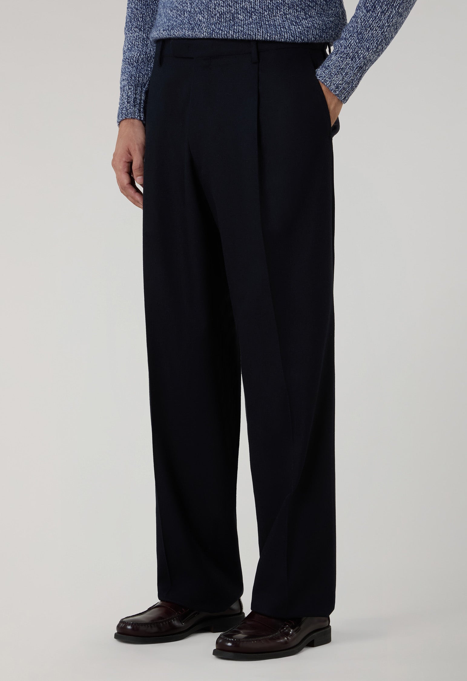 Blue Flannel Fluid Trousers