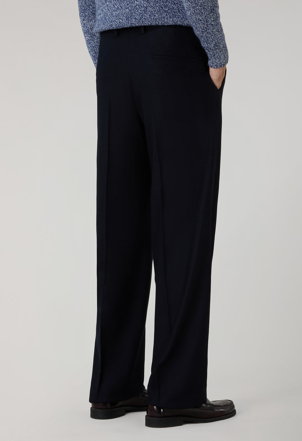 Blue Flannel Fluid Trousers