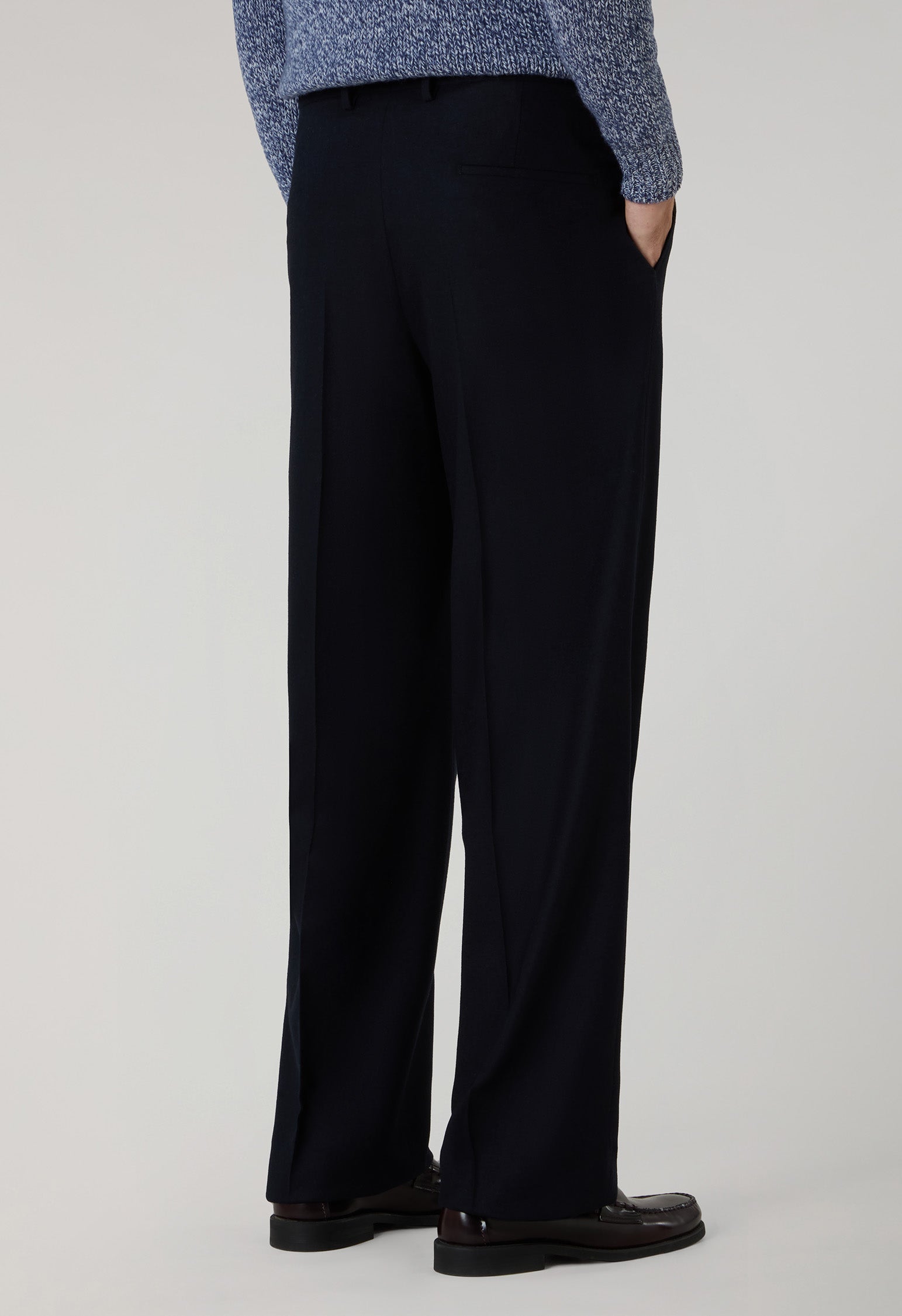 Blue Flannel Fluid Trousers