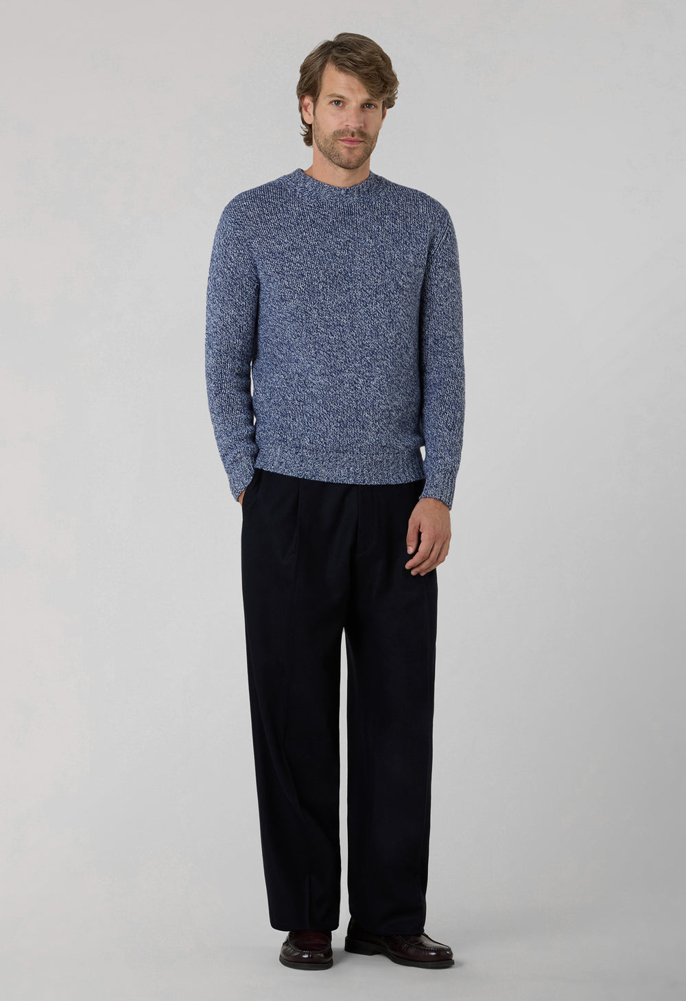 Blue Flannel Fluid Trousers