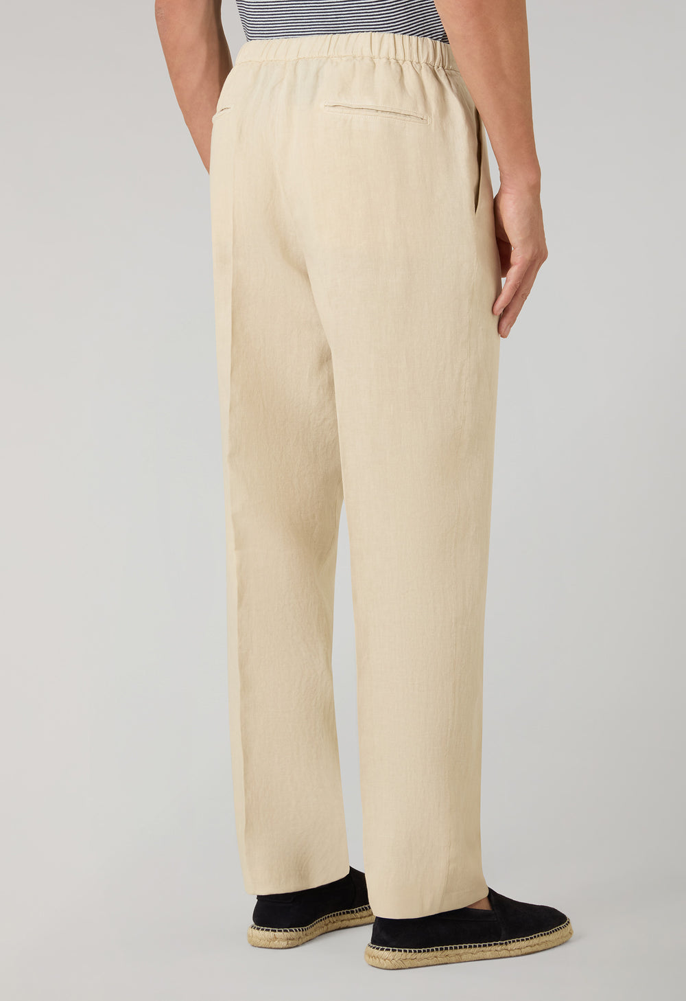 Beige Garment Dyed Linen Joggers