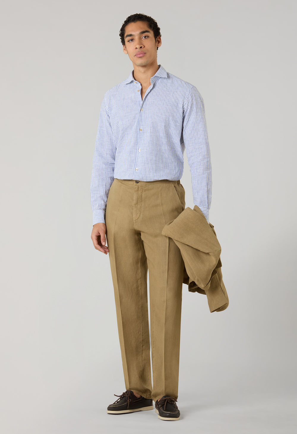 Camel Garment Dyed Linen Joggers