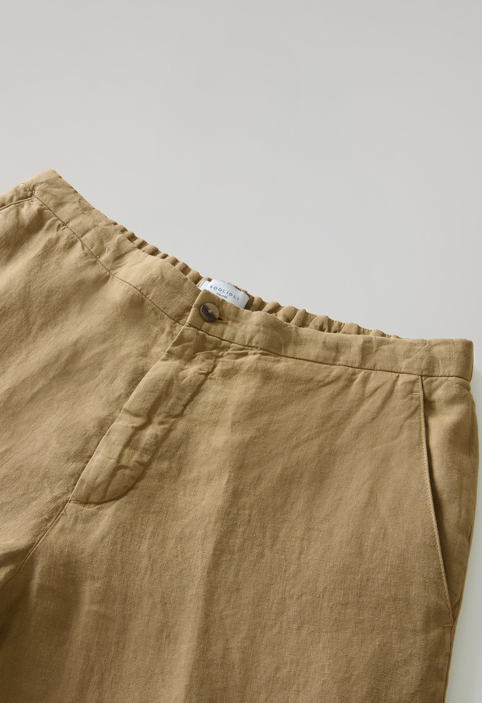 Camel Garment Dyed Linen Joggers