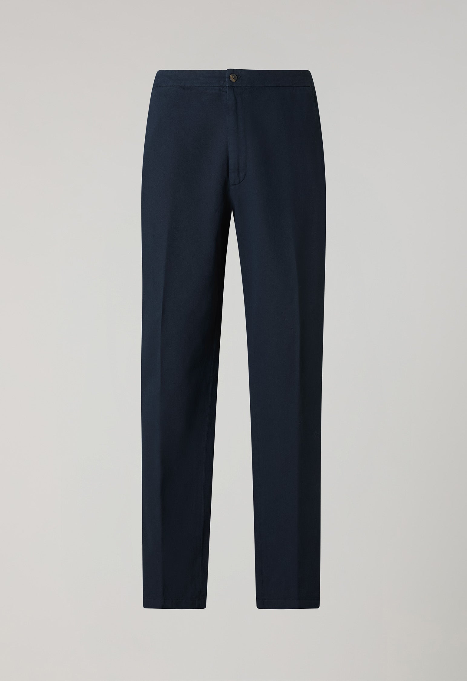 Blue Garment Dyed Cotton Linen Gabardine Joggers