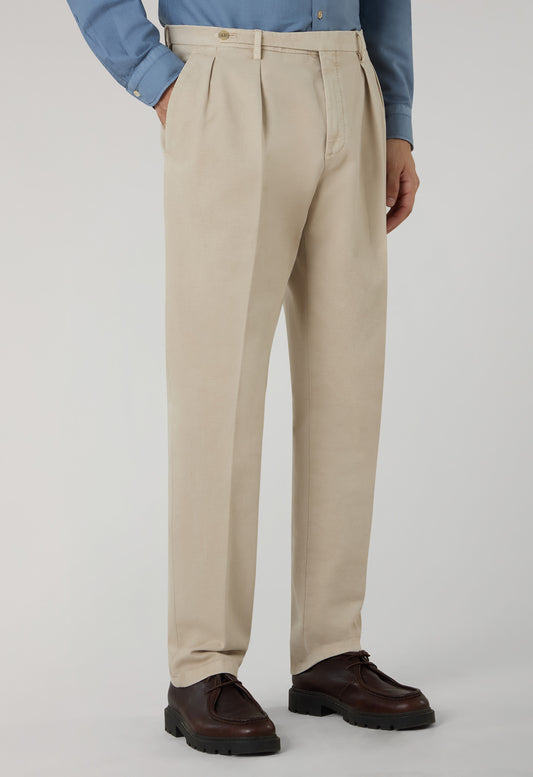 White Garment Dyed Soft Cotton Roma Trousers