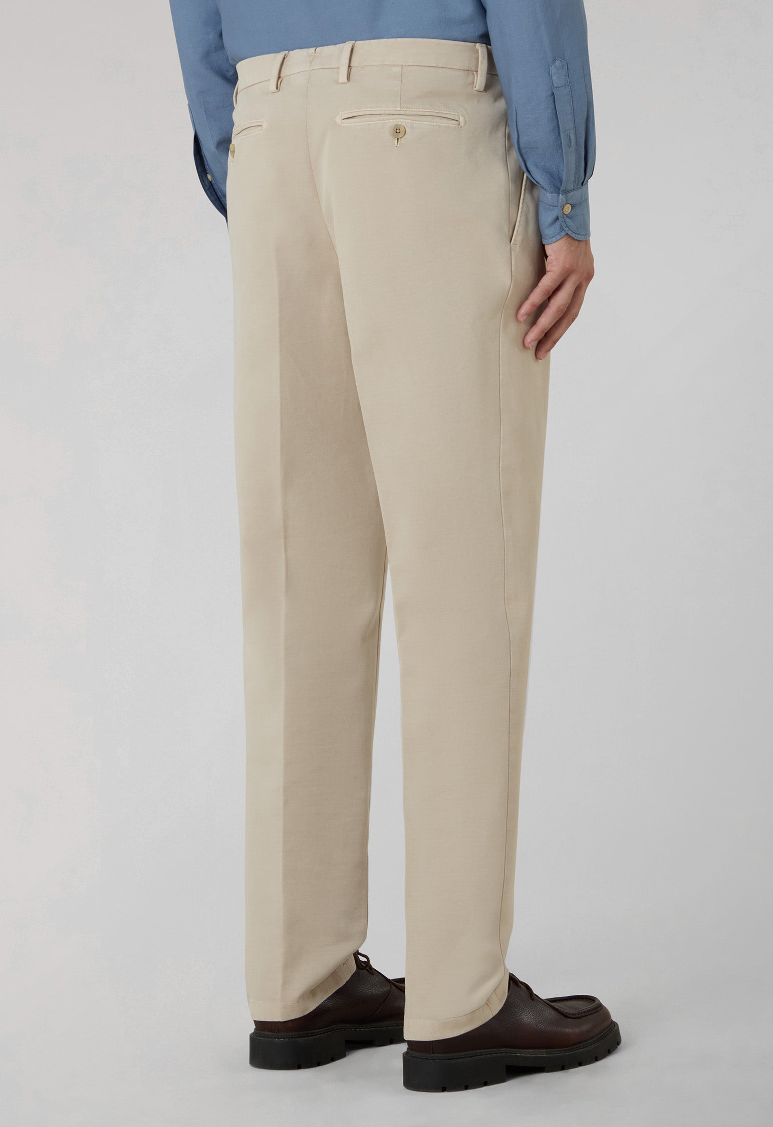 White Garment Dyed Soft Cotton Roma Trousers