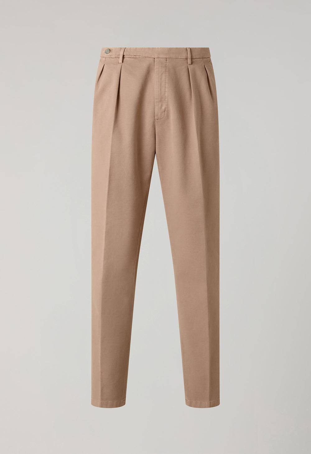 Beige Garment Dyed Soft Cotton Roma Trousers