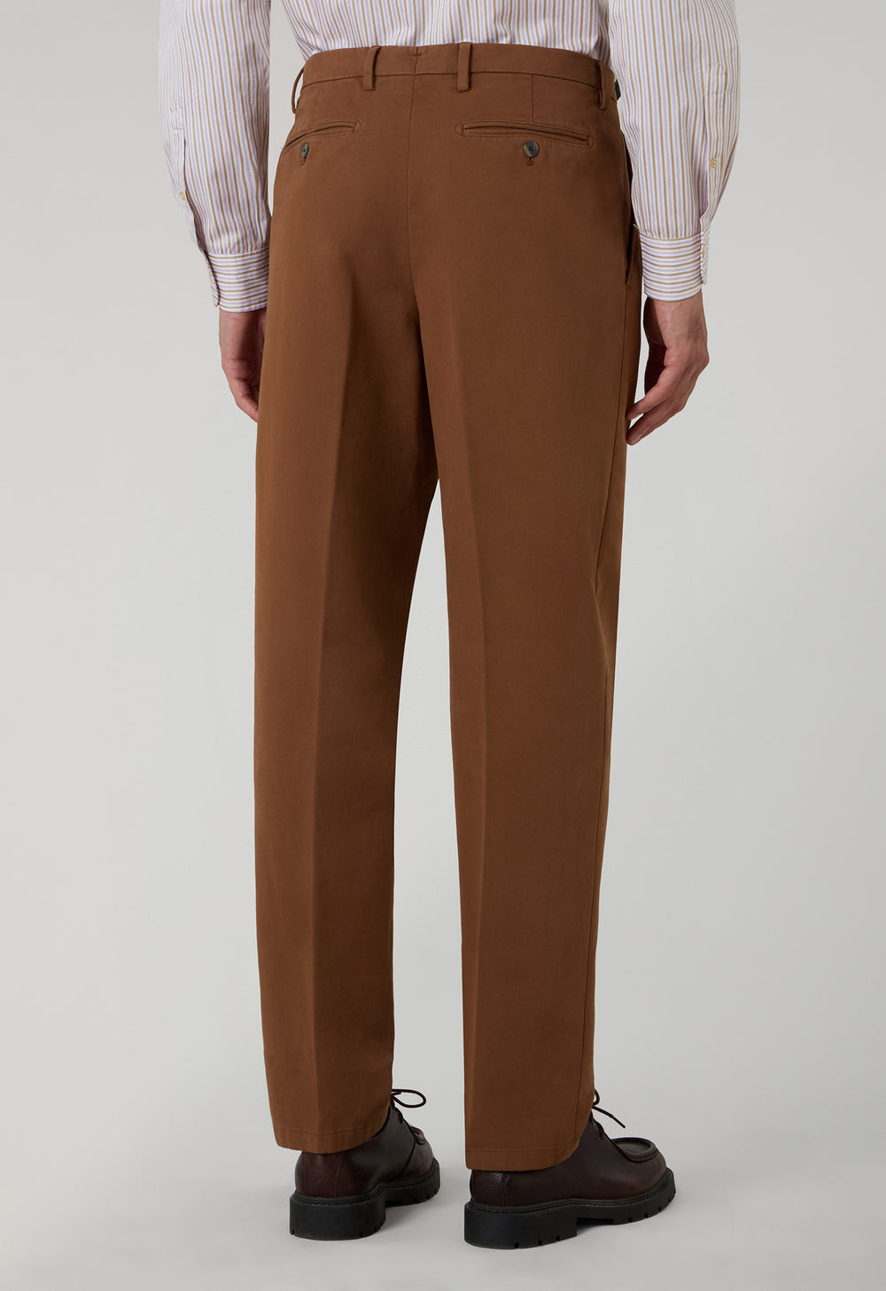 Brown Garment Dyed Soft Cotton Roma Trousers