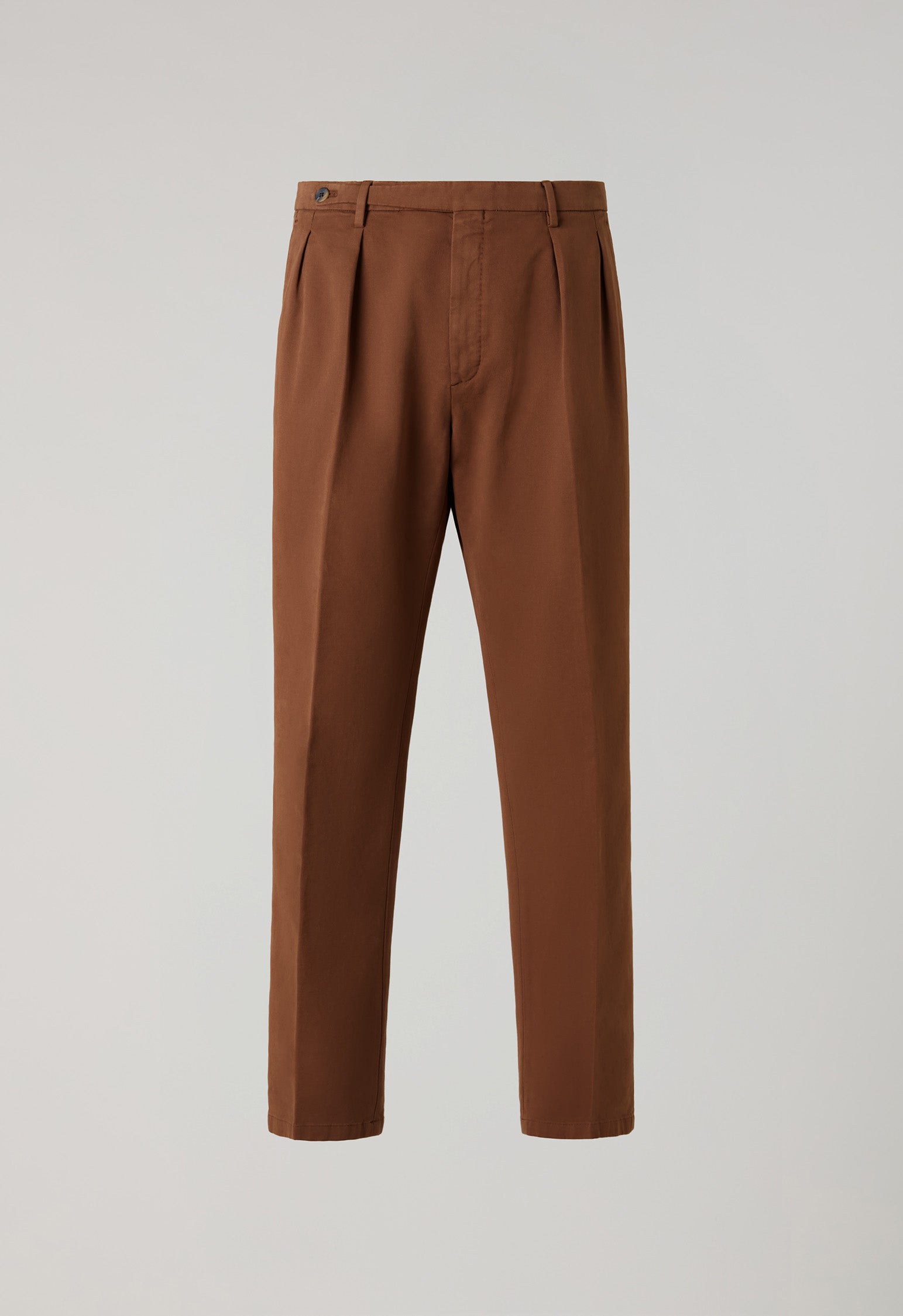 Brown Garment Dyed Soft Cotton Roma Trousers