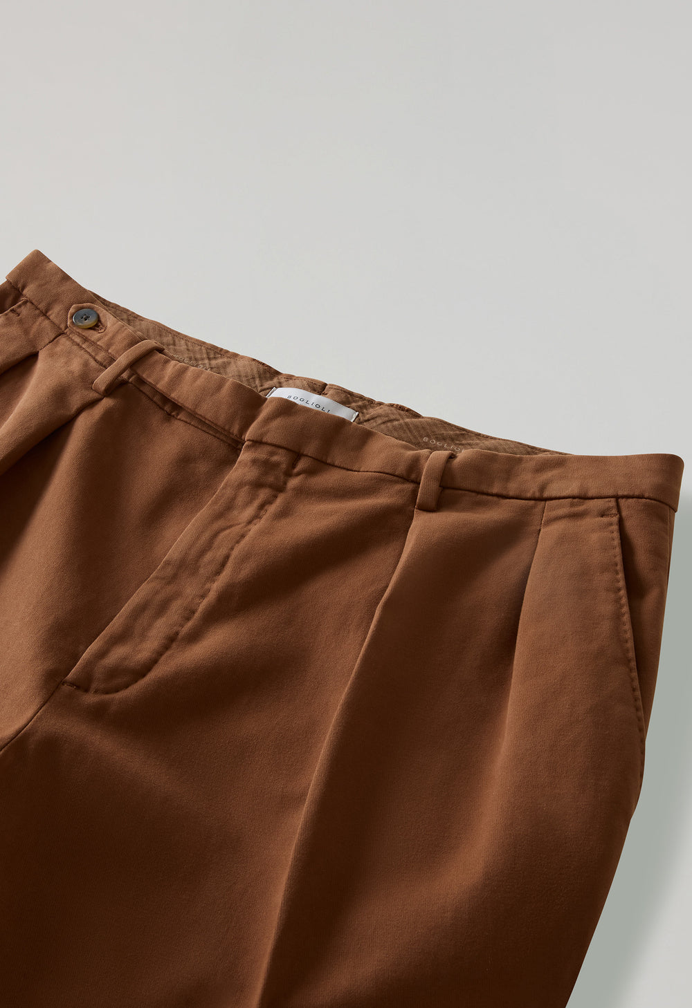 Brown Garment Dyed Soft Cotton Roma Trousers