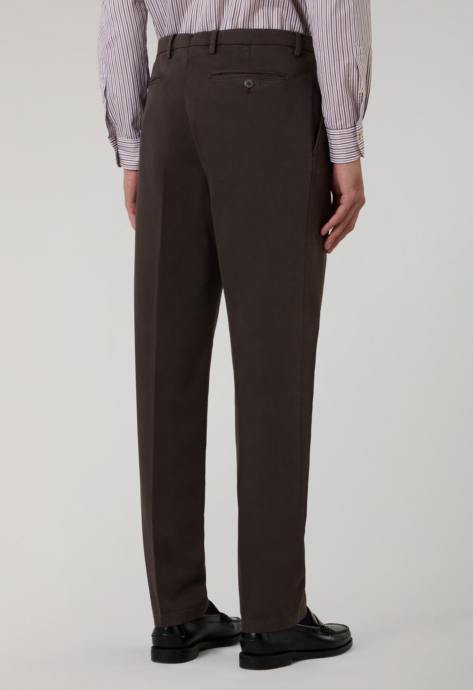 Dark Brown Garment Dyed Soft Cotton Roma Trousers
