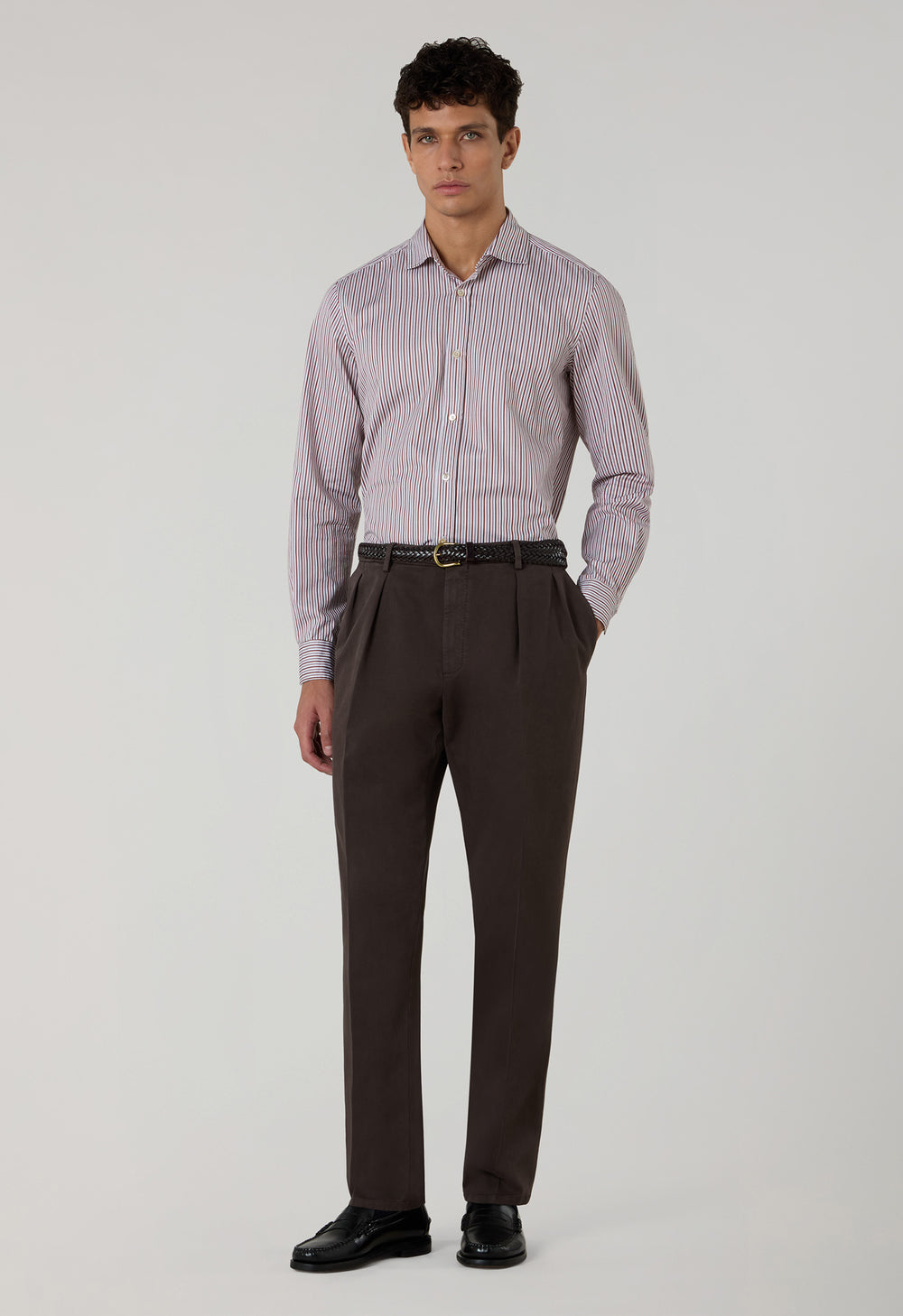 Dark Brown Garment Dyed Soft Cotton Roma Trousers