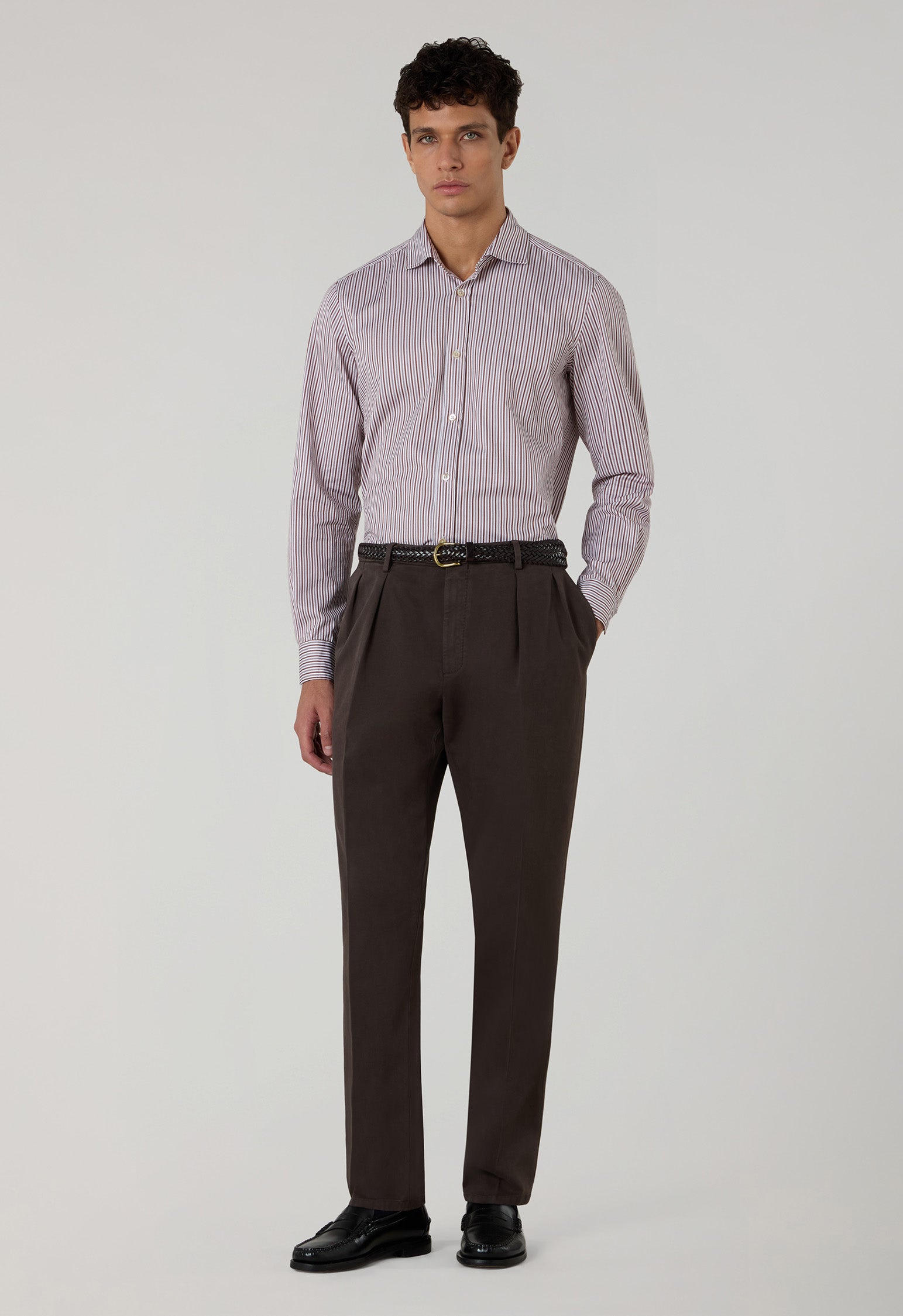 Dark Brown Garment Dyed Soft Cotton Roma Trousers