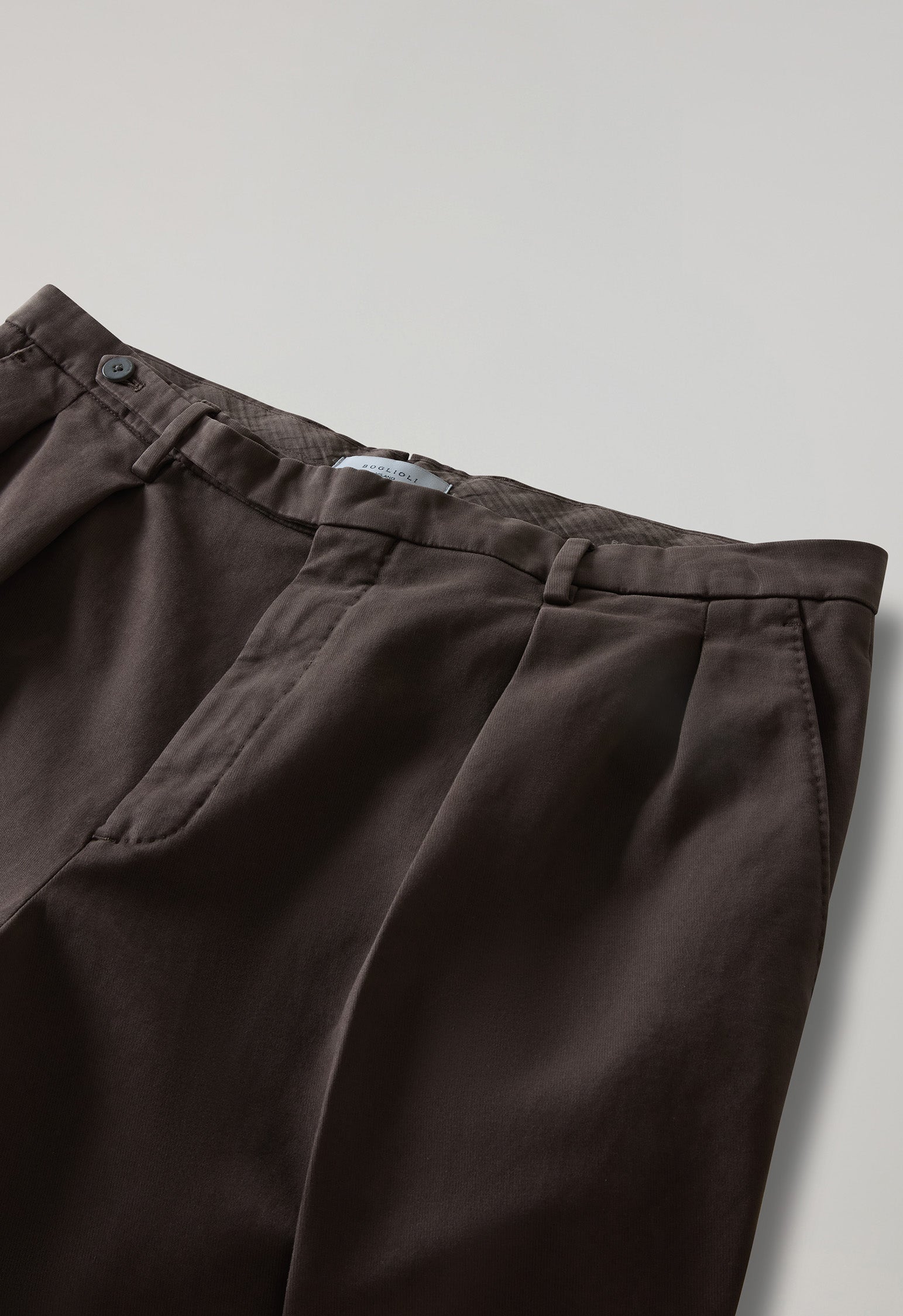 Dark Brown Garment Dyed Soft Cotton Roma Trousers