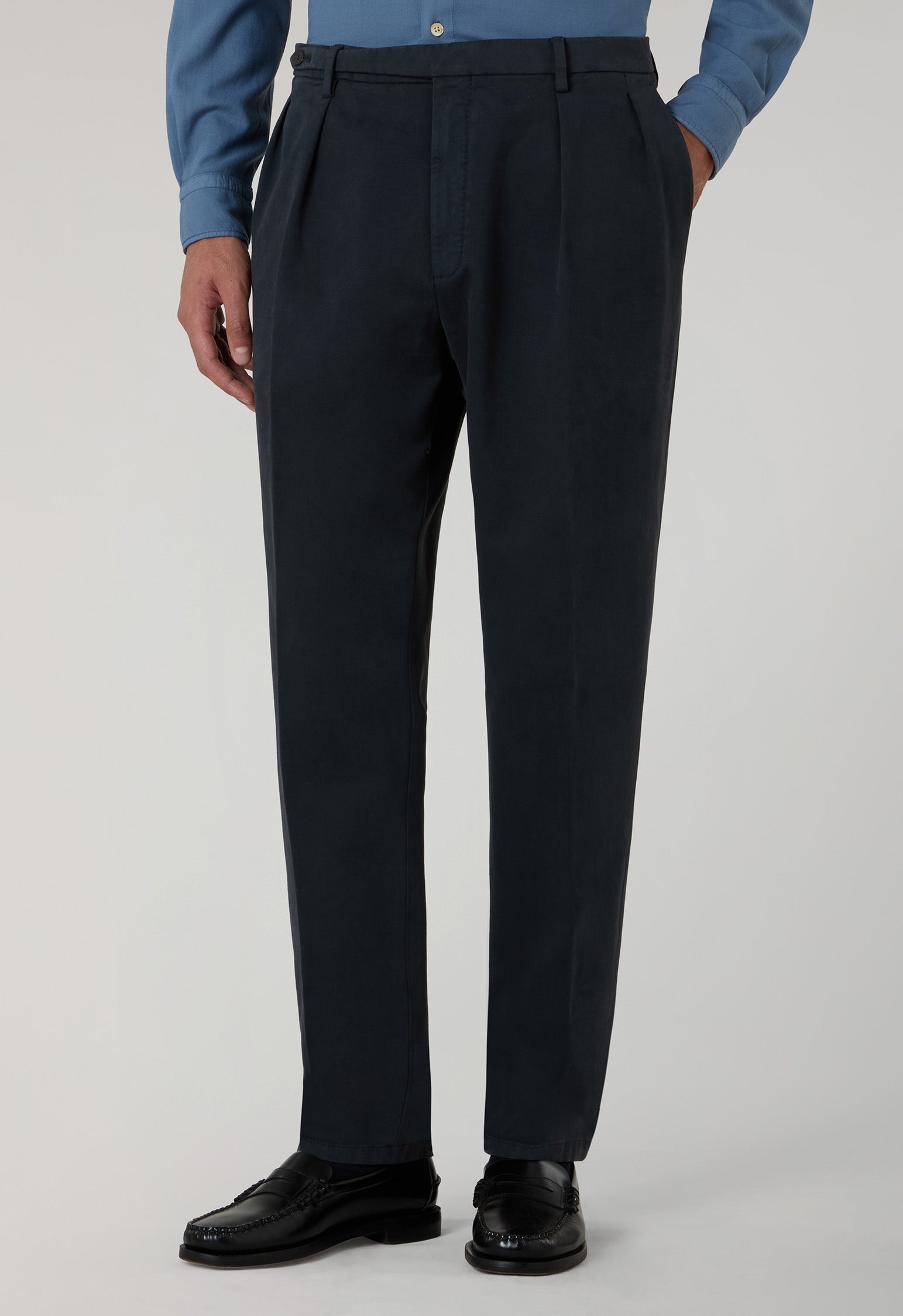 Dark Grey Garment Dyed Soft Cotton Roma Trousers