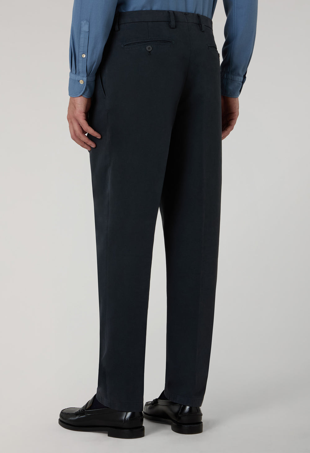 Dark Grey Garment Dyed Soft Cotton Roma Trousers