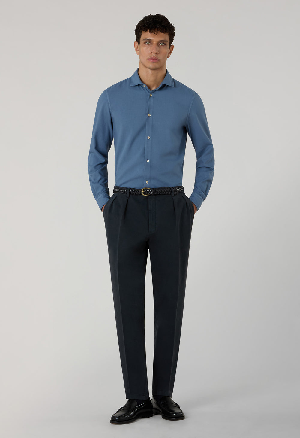 Dark Grey Garment Dyed Soft Cotton Roma Trousers