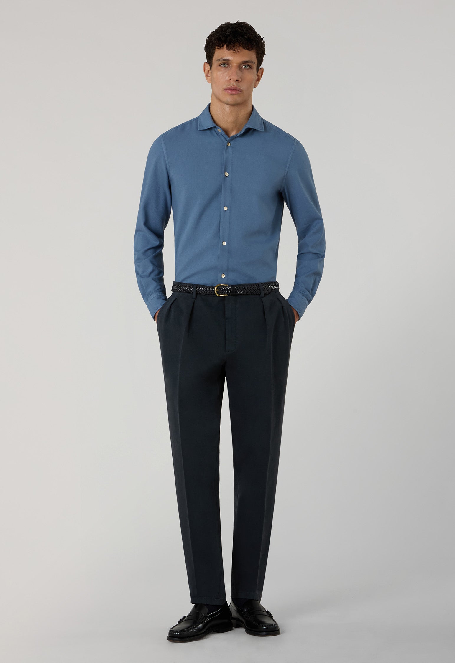 Dark Grey Garment Dyed Soft Cotton Roma Trousers